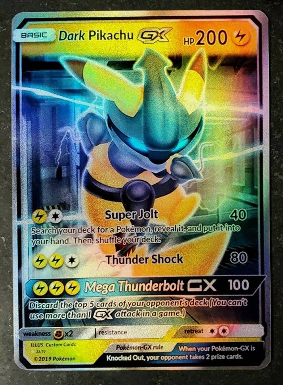 Pokemon Dark Pikachu Gx Legendaire Rare Carte Personnalisee Etsy