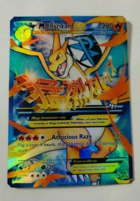Legendary Rare Shiny Pokemon Mega M Charizard Ex 1 3 Full Etsy Israel