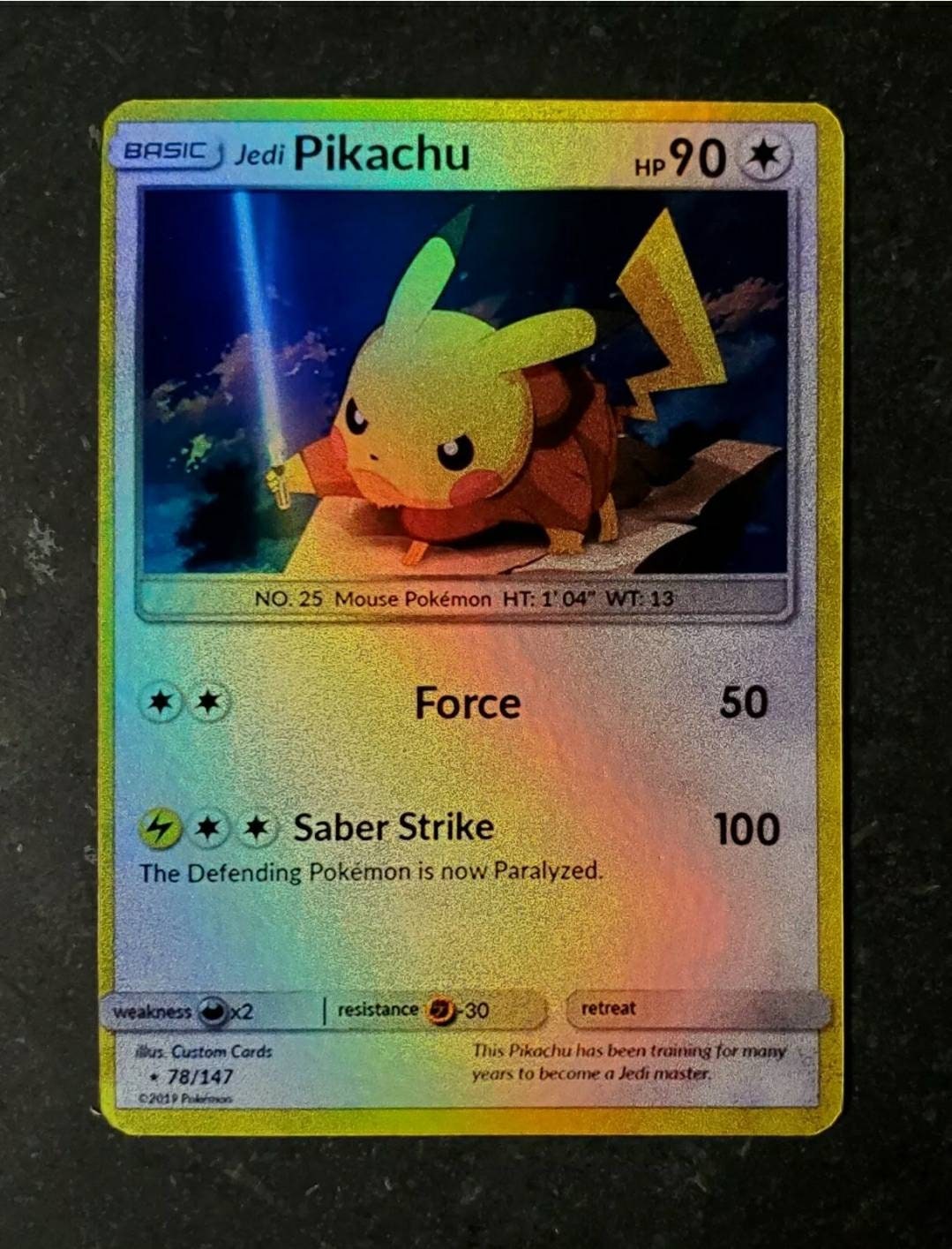 Legendary Shiny Rare POKEMON: Pikachu JEDI Holo Custom - Etsy