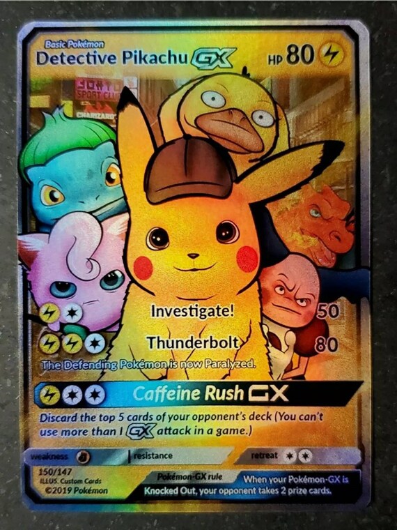 Legendary Shiny Rare Pokemon Detective Pikachu Gx Full Art Etsy Nederland