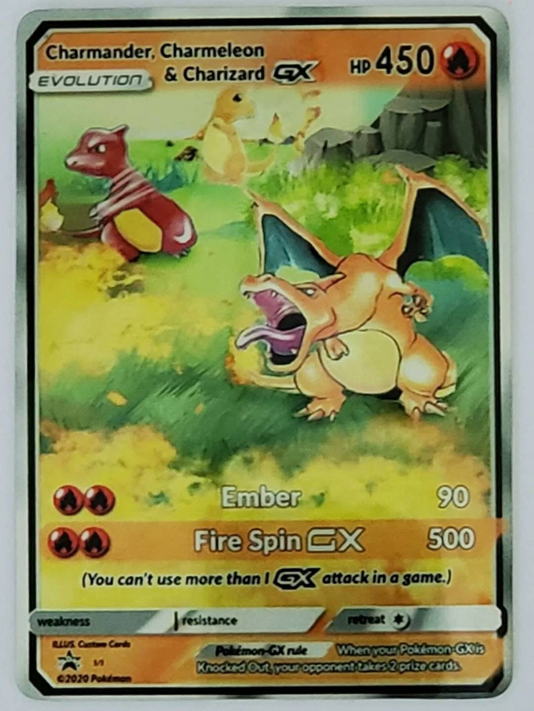 Pokemon Card CHARMANDER CHARMELEON & CHARIZARD Custom - Etsy