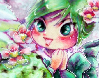 BABY YODA grogu mamacore Kawaii Chibi star wars original sketch art card aceo by Hochrein
