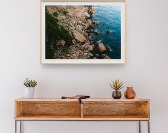 Mediterranean Coastal Print, Spain Rocky Shore, Beach Home Decor (Digital Download)
