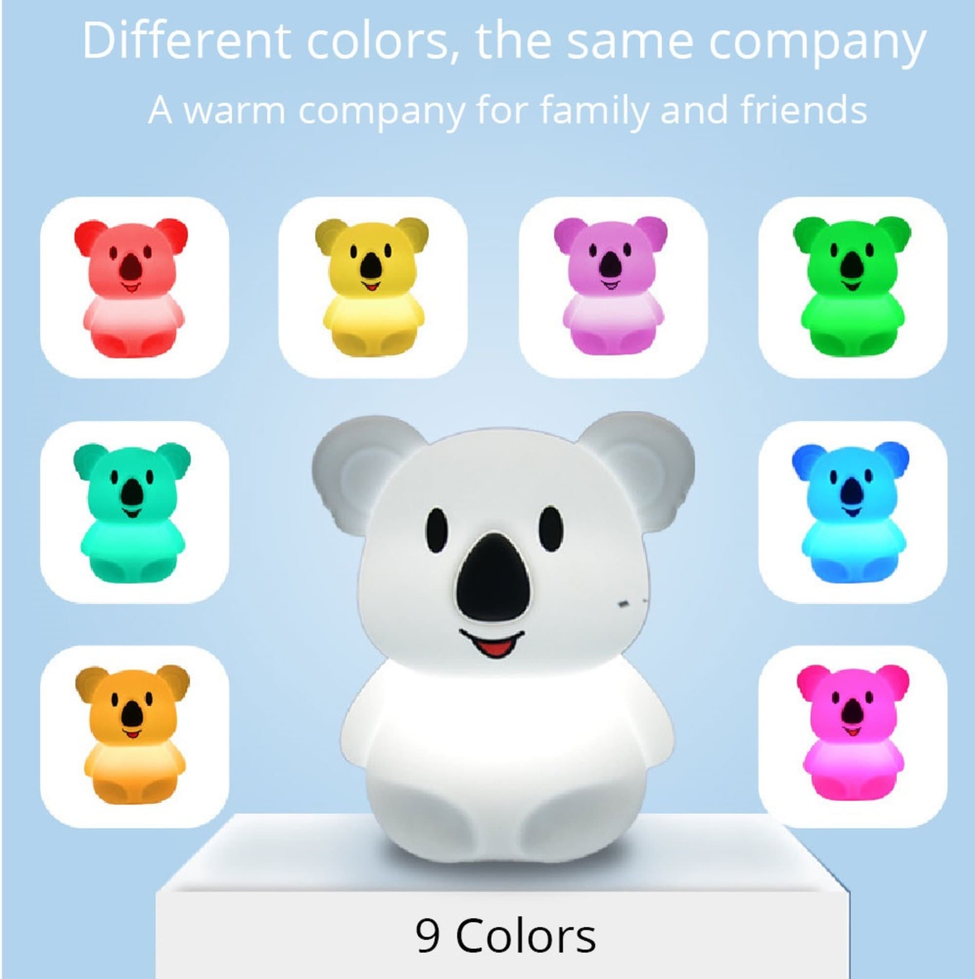 Cute Koala 7 color LED Night Light Remote Control Rechargeable Etsy