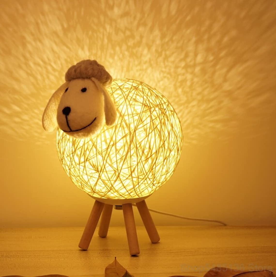 Cute Sheep LED Night Lamp Light creative Handwoven lampshade Etsy