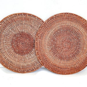 Set of woven placemats for wall or table decor, terracotta decor, rust decor