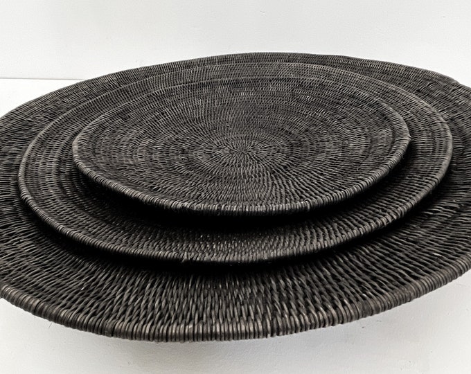 Woven Makenge wall basket set - black