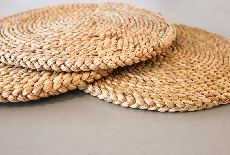Set of Woven Round Placemats Boho Placemats Natural Etsy UK