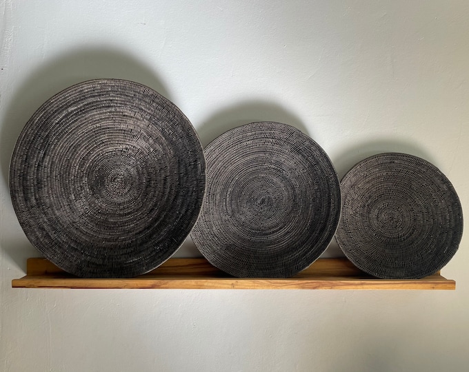 Woven Makenge wall basket set - black