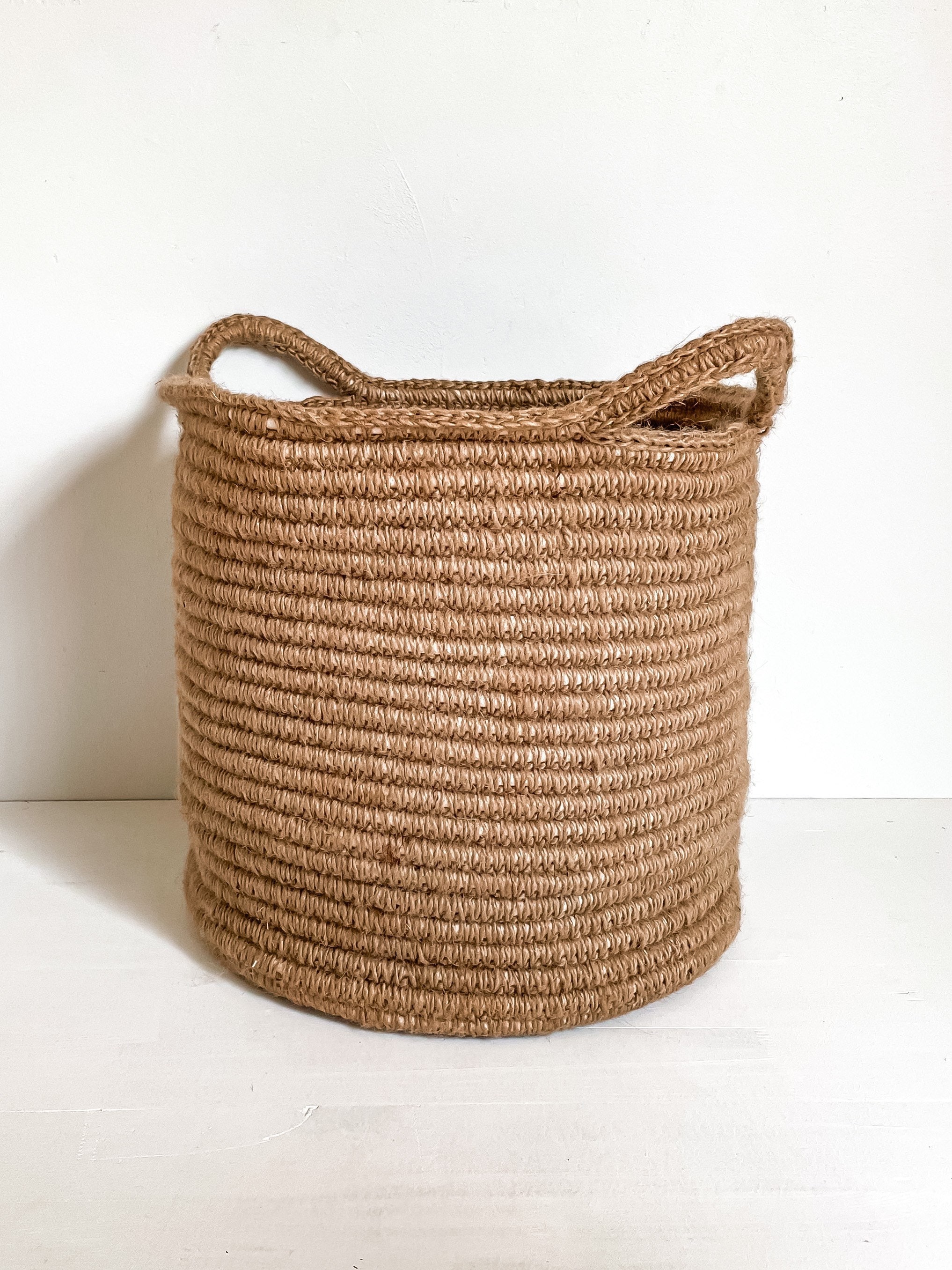 Round natural woven jute storage basket X Large laundry Etsy