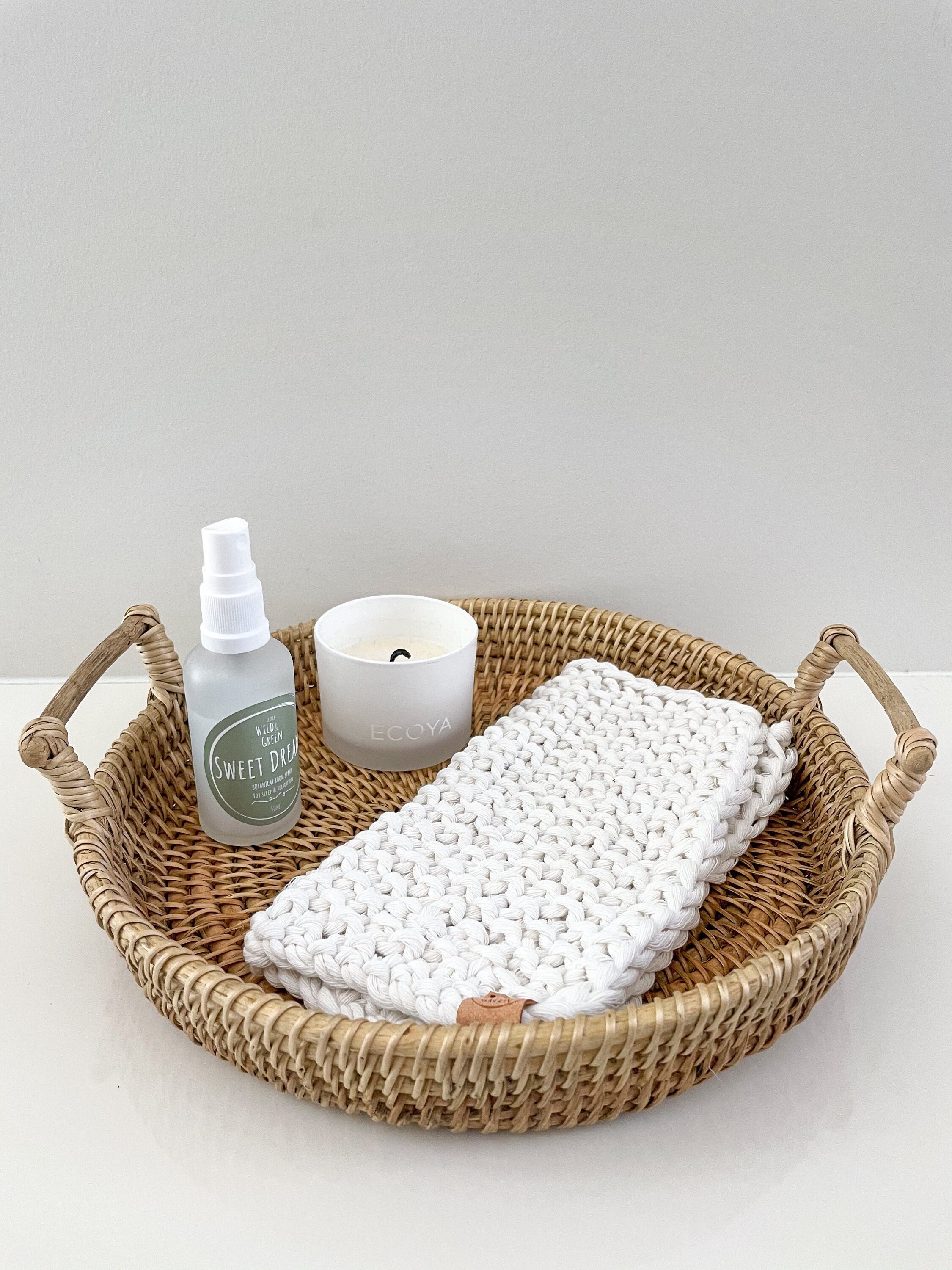 Decorative Round Basket Tray Coffee Table Tray Bathroom Etsy