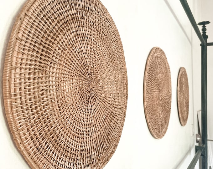 Handwoven round natural placemat wall decor
