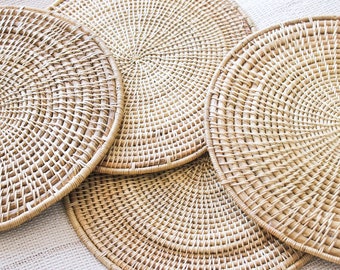 Manteles individuales tejidos a mano, decoración de mesa bohemia, fibra vegetal Makenge
