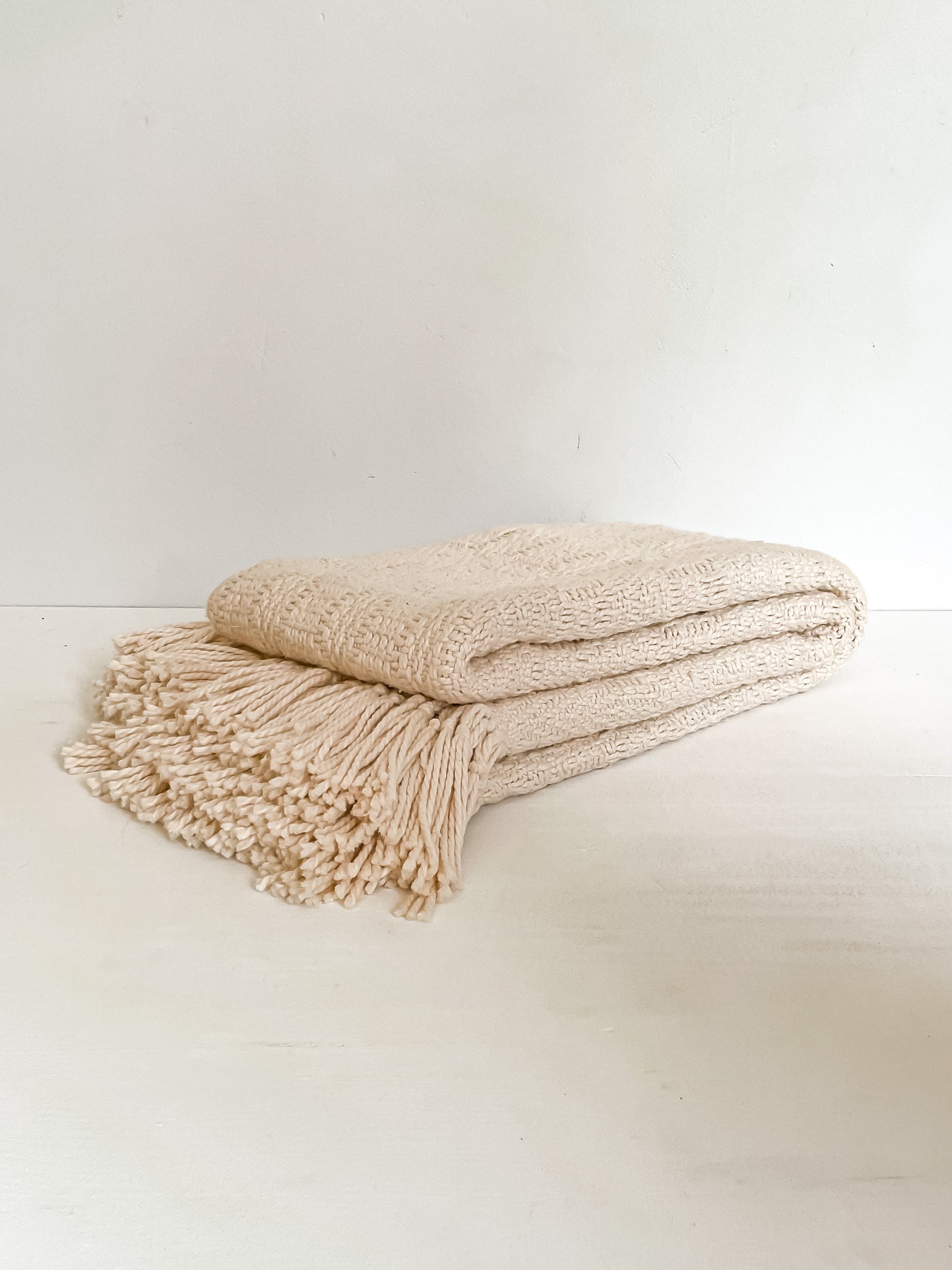 Soft luxury cream throw blanket handwoven neutral cotton Etsy