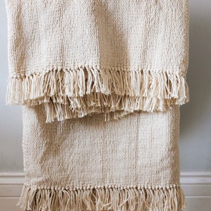 Hand woven textured cotton throw | cream throw | neutral throw | boho throw