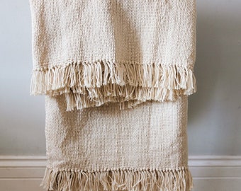 Hand woven textured cotton throw | cream throw | neutral throw | boho throw