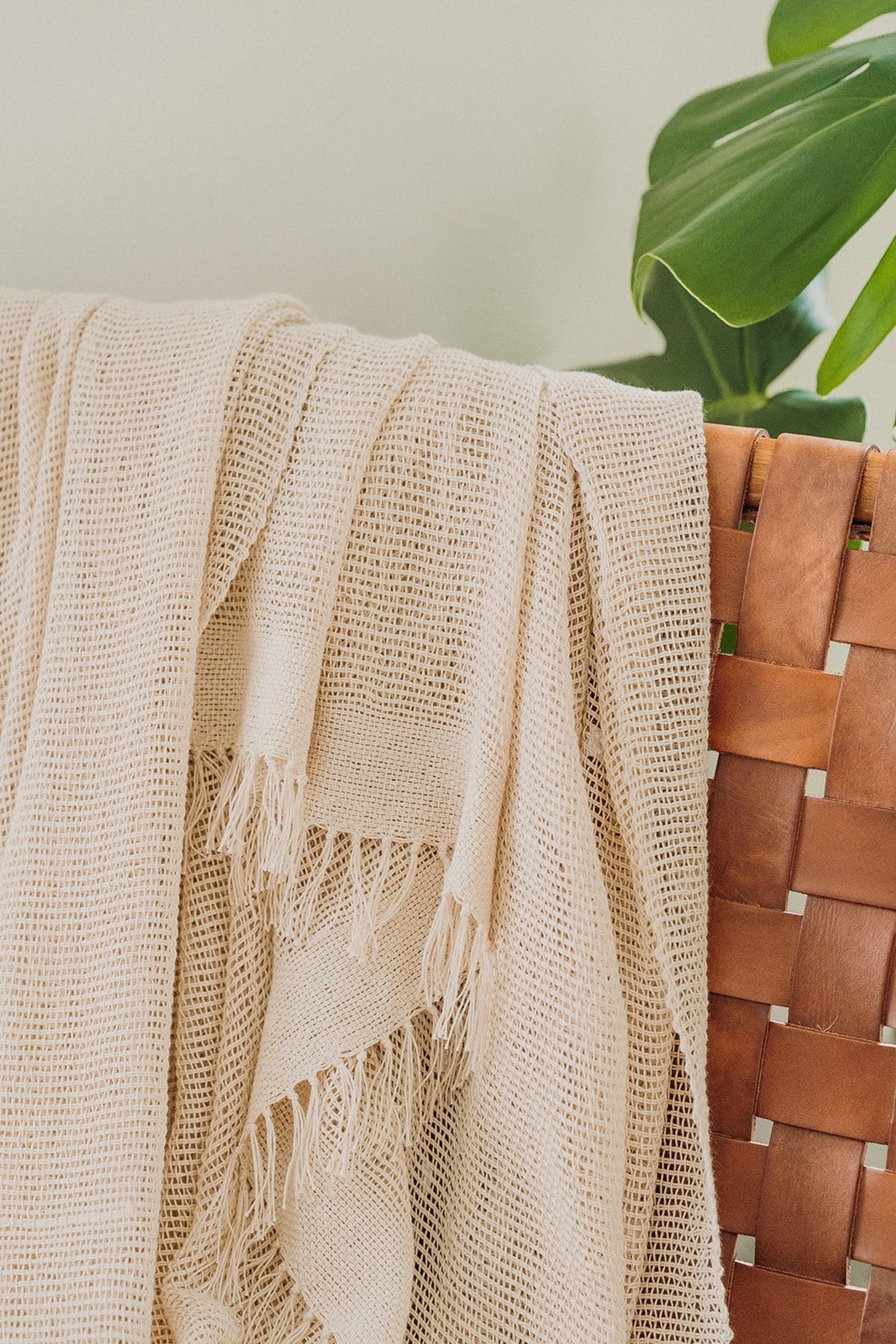 Hand woven natural cotton throw cream cotton throw loose Etsy