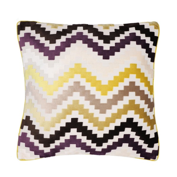 CHEVRON VELVET Zig Zag housse de coussin rectangulaire jeter housse d’oreiller 50x50cm 20x20 pouces 100% peluche