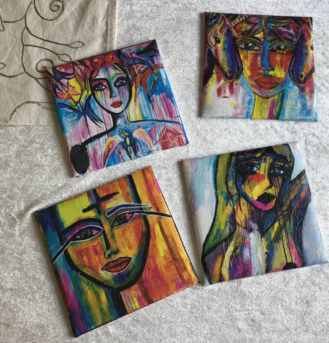 Découpage on Canvas Swedish Art Set of 4 Carolina Gynning Etsy
