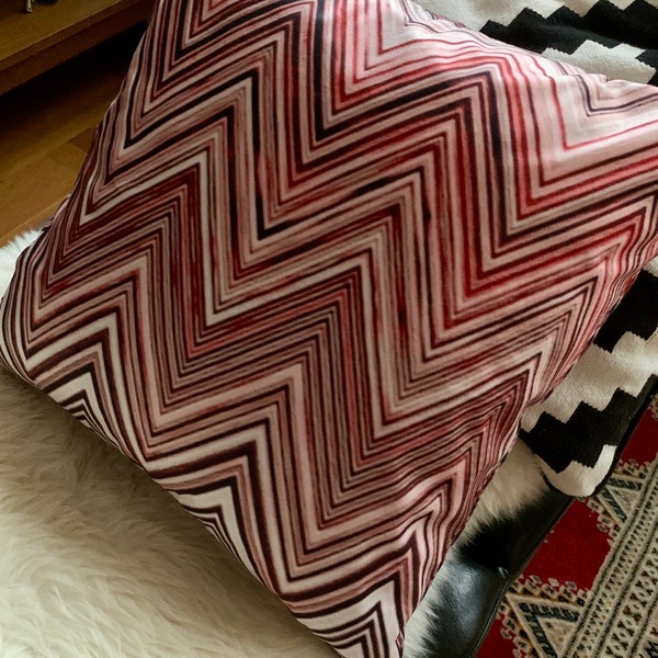 CHEVRON VELVET Zig Zag housse de coussin rectangulaire - housse d’oreiller jetable 50x50cm 20x20 pouces 100% peluche