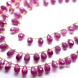 Ruby Faceted Teardrop Beads Drop Shape Briolettes 9x5.To 7x5.mm Approx 8&quot;Inches Natural Top Quality Wholesale Price