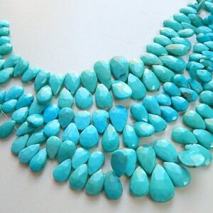 Turquoise Sleeping Beauty Faceted Teardrop Beads Pear Shape Briolettes 16x11 To 7x5.MM Approx 8"Inches Natural Top Quality Wholesale Price