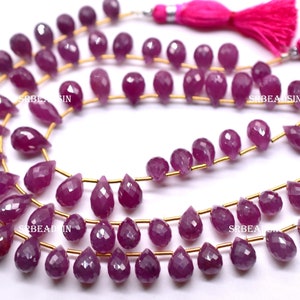 Ruby Faceted Teardrop Beads Drop Shape Briolettes 10x7.To 8x6.mm Approx 8&quot;Inches Natural Top Quality Wholesale Price