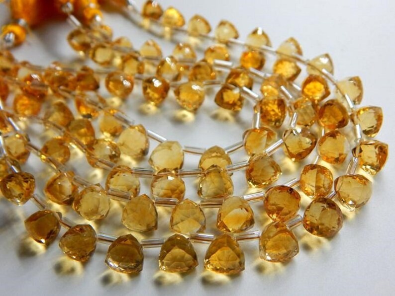 Citrine Faceted Triangle Beads Trillion Shape Briolettes 7.MM | Etsy