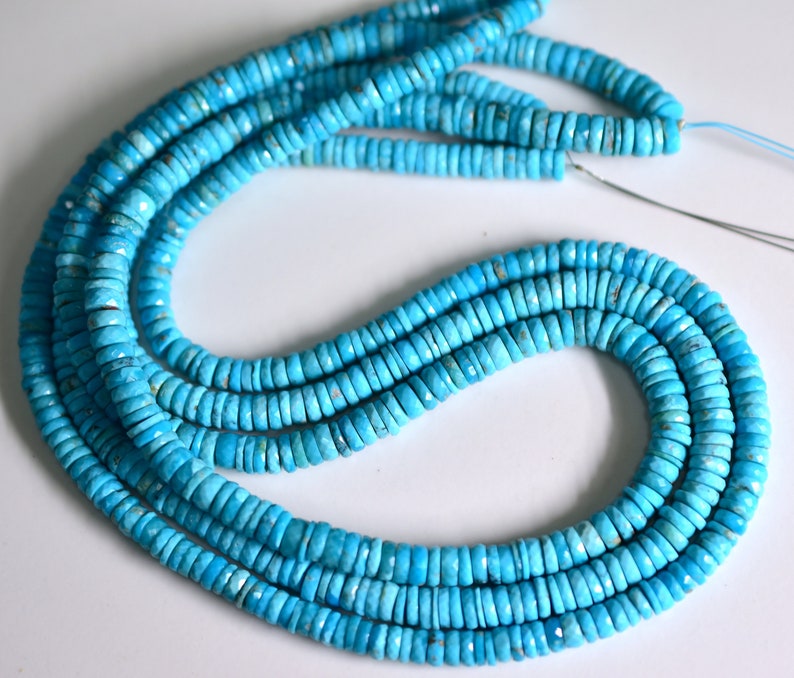 Turquoise Sleeping Beauty Faceted Tyre Beads Wheel Shape 6x5.mm Approx 8Inches Natural Top Quality Wholesale Price
