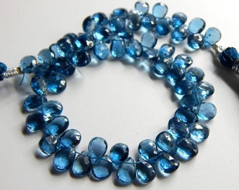 London Blue Topaz Facettierte Tropfen Perlen Birne Form Briolettes 9x5 bis 7x4.mm ca. 4,5"Zoll Natürliche Top Qualität Großhandelspreis
