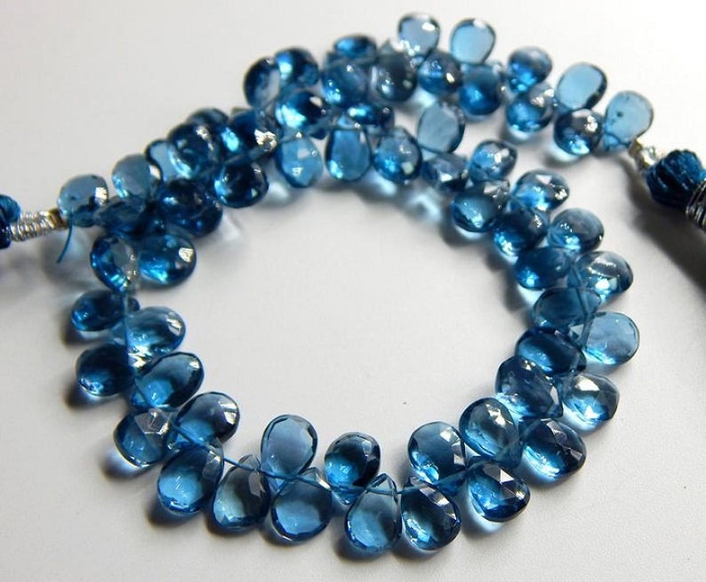 London Blue Topaz Faceted Teardrop Beads Pear Shape Briolettes | Etsy