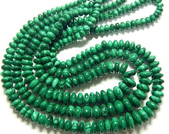 Malachite Smooth Beads Rondelle Shape 12x6.mm Approx 18"Inches Natural Top Quality Wholesale Price