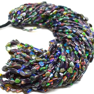 Black Ethiopian Opal Smooth Nugget Beads Tumble Shape Size 5x3.mm Approx 17&quot;INCHES Top Quality Wholesale Price