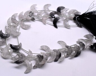 Black Rutile Faceted Beads Moon Shape Briolettes 18X6.MM Approx 5 Piece 100%Natural Top quality Wholesaler Price