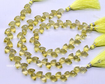 大きなバイレモンクォーツ ティアドロップ ビーズ - 7 インチ - 天然の