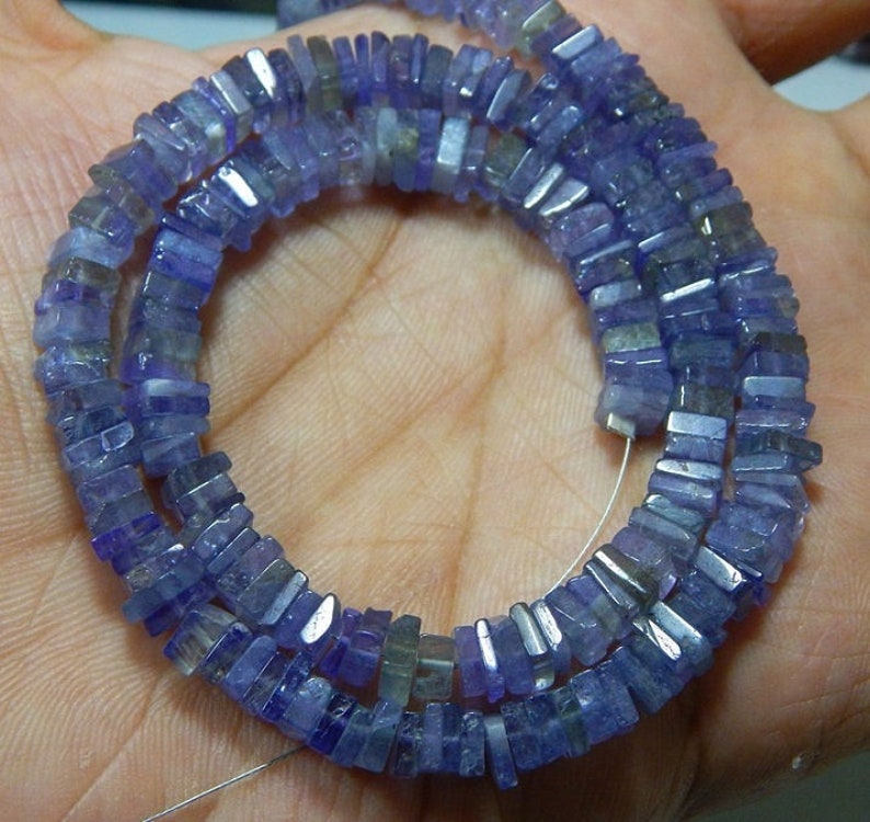 Tanzanite Smooth Square Beads Heishi Shape 4x5.mm Approx 16Inches Natural Top Quality Wholesale Price