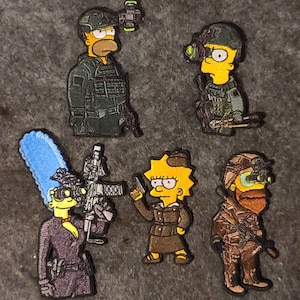 Taktyczny Homer Marge Bart Lisa Morale Patch kreskówka wojskowy niesamowity zabawny