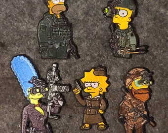 Tactical Homer Marge Bart Lisa Morale Patch cartoon military awesome funny