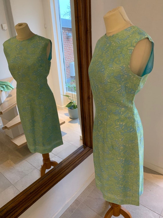 Vintage green 60s dress whith matching jacket, Ma… - image 2