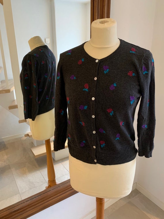 Vintage Laura Ashley Cardigan with Raspberry embro