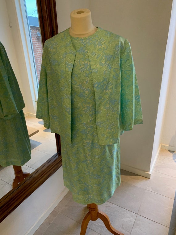 Vintage green 60s dress whith matching jacket, Ma… - image 9