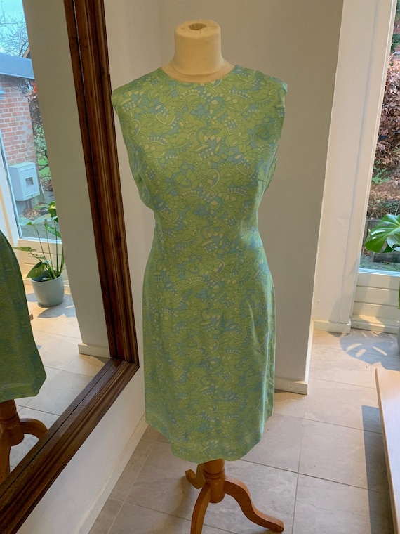 Vintage green 60s dress whith matching jacket, Mad