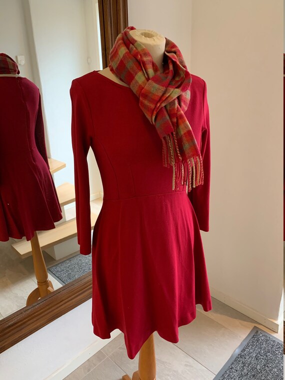 Dark red skater dress sales