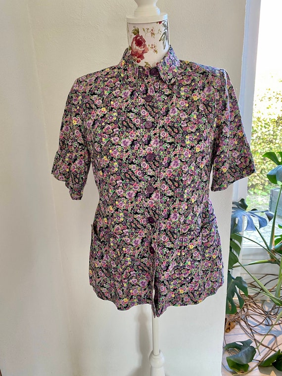 Vintage 1960s blouse, 60s ditsy flower blouse, sho