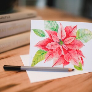 Cartes pour notes Molly Suzanne Poinsettia - Intérieur vierge - lot de 5