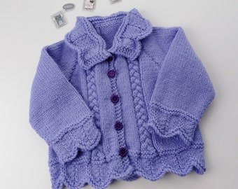 Hand knitted girls Aran cardigan
