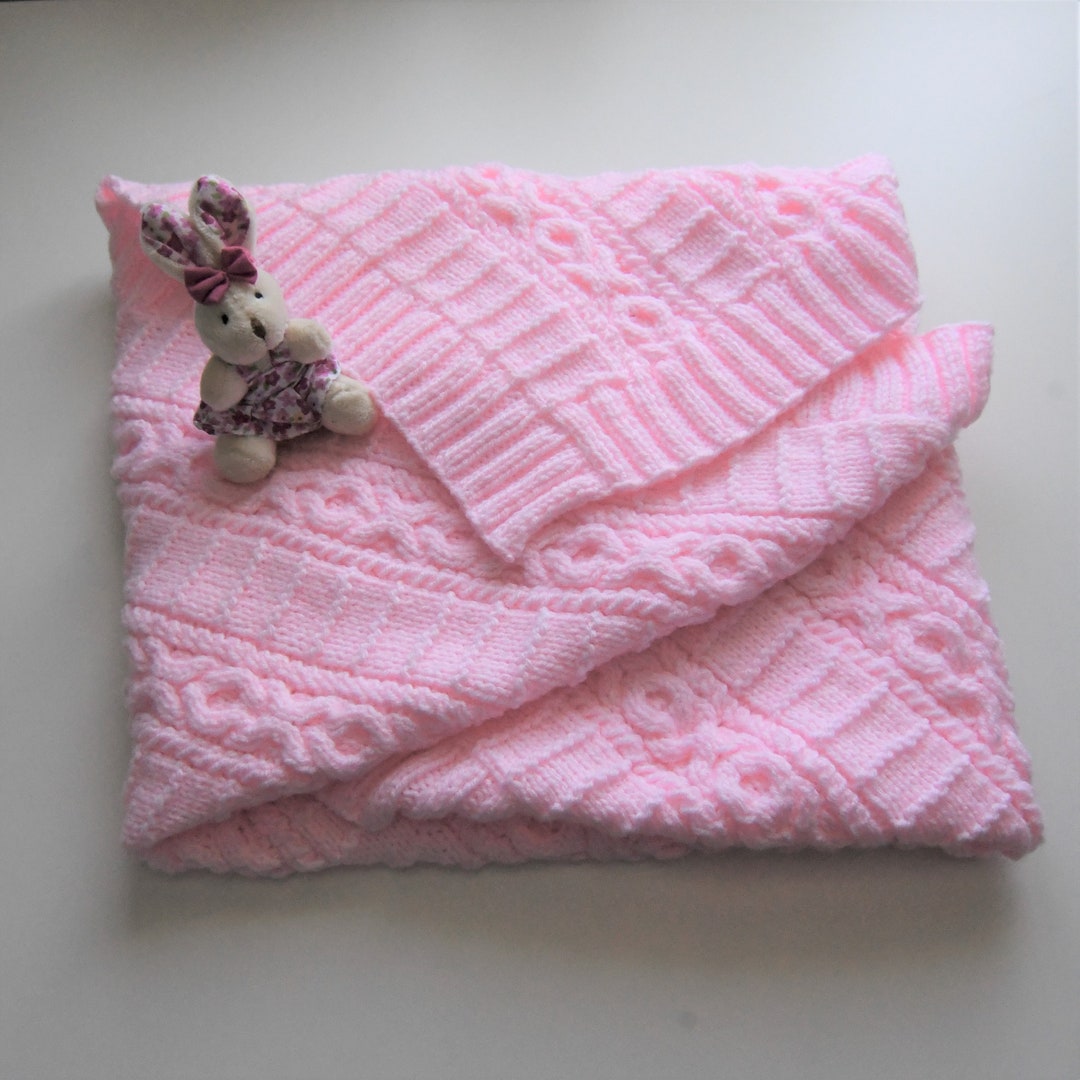 Hand Knitted Aran Baby Blanket Etsy Ireland