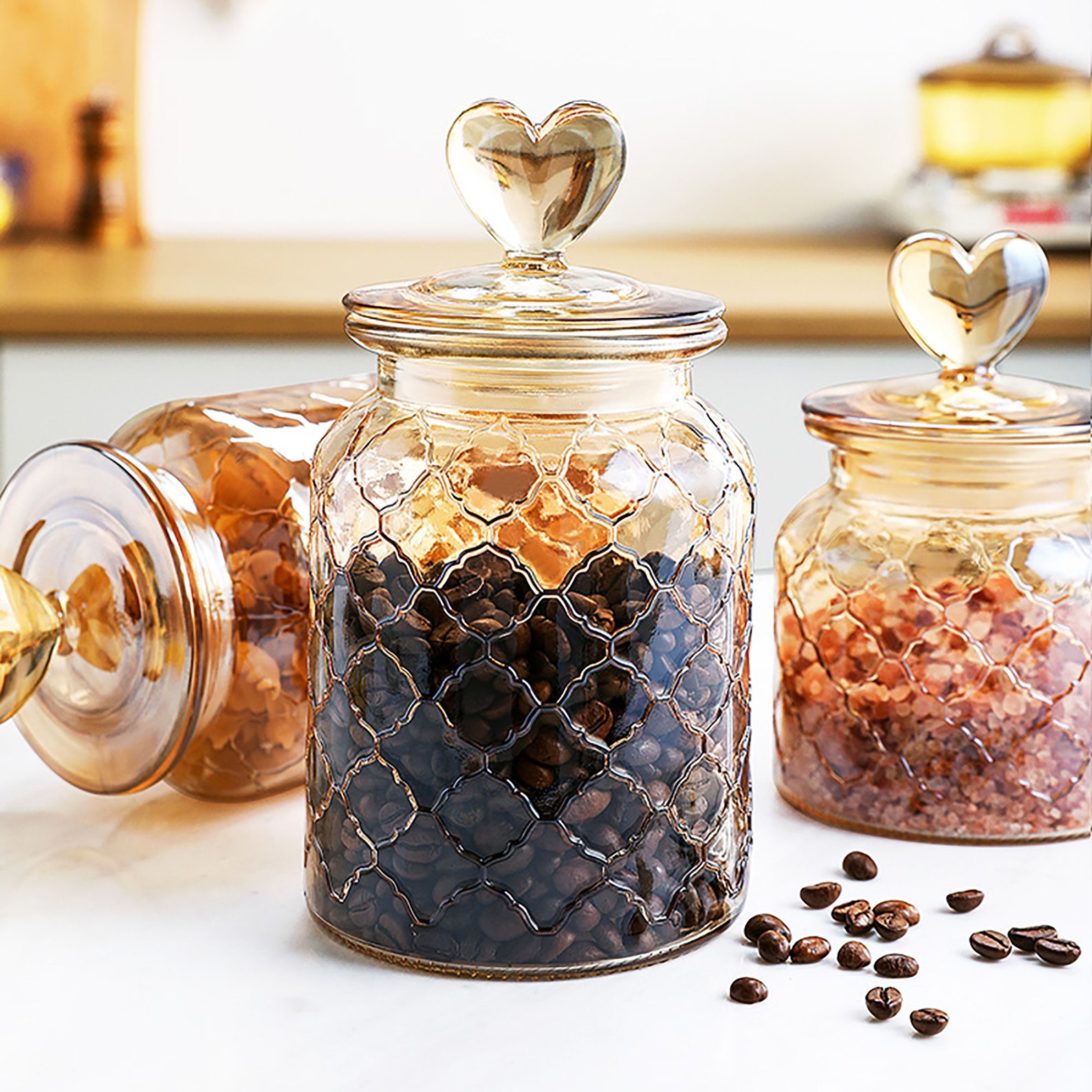 Colored Glass Jars Love Glass Jars Glass Jars With Lids Etsy