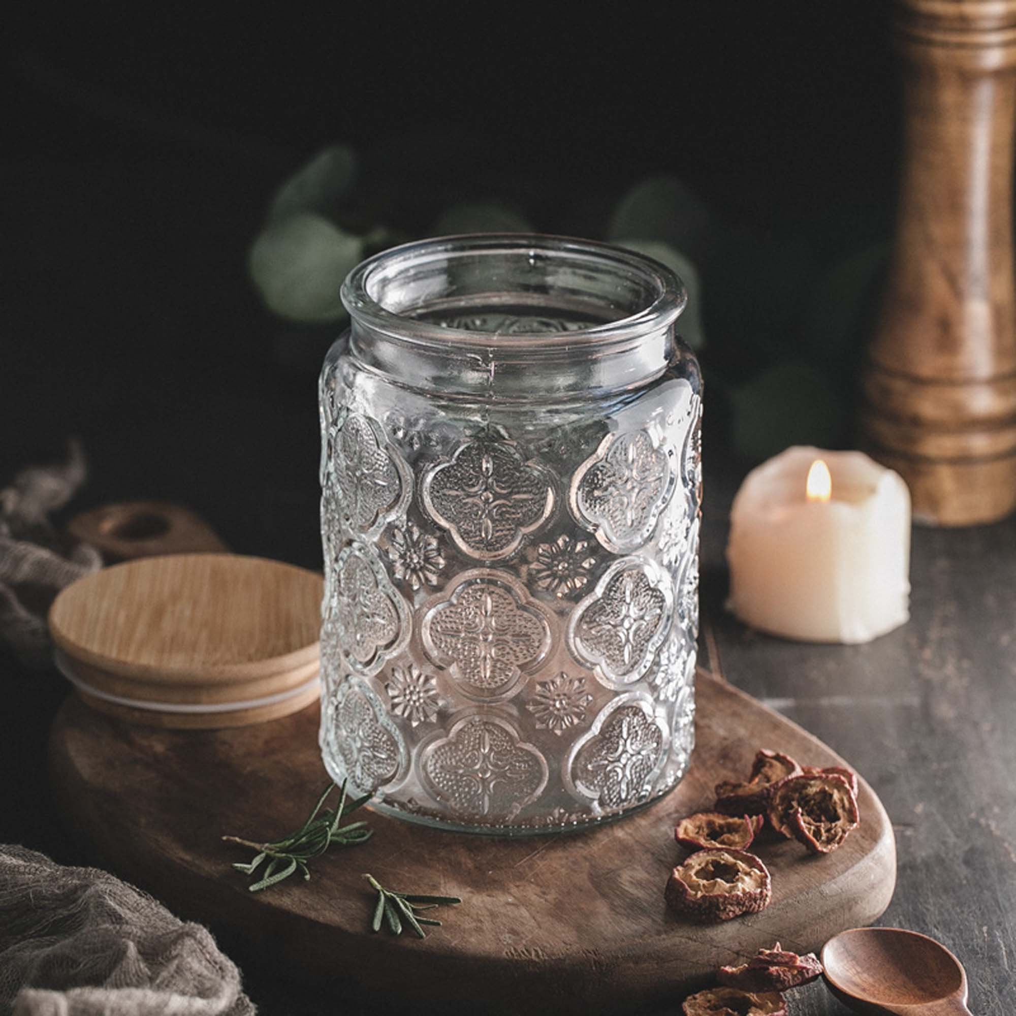 Retro Carved Embossed Airtight Jars Transparent Glass Jars Etsy Singapore