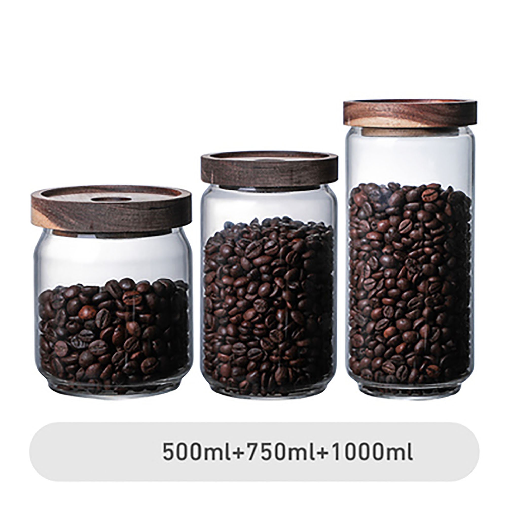 Glass Jars with Wood Lids Coffee Bean Jar Storage Tank Etsy